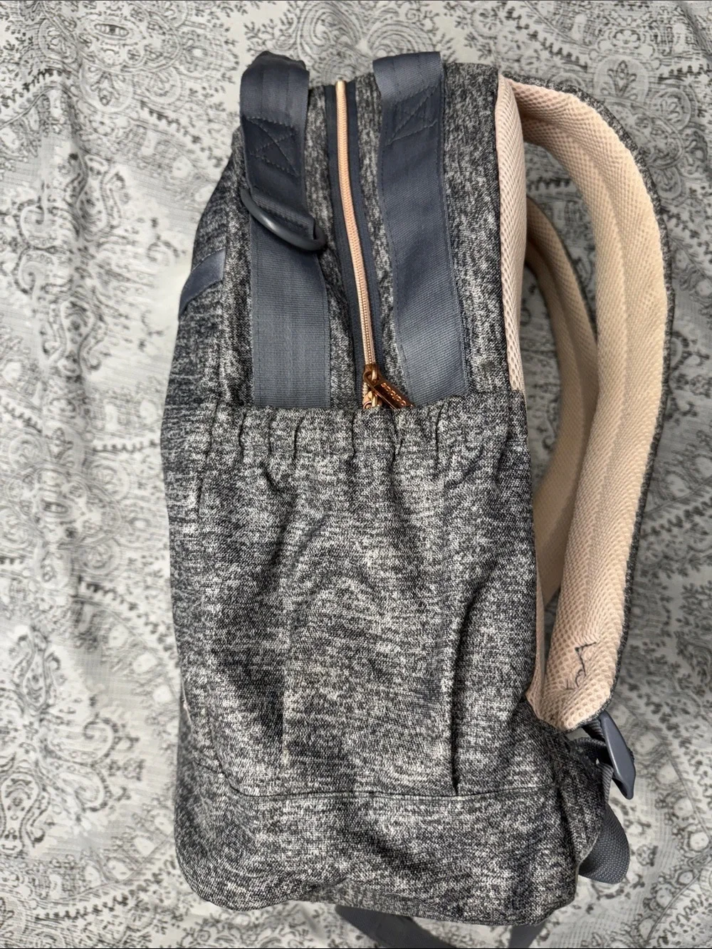 adidas Heather Gray Women's Backpack with White Pom - Picture 3 of 6